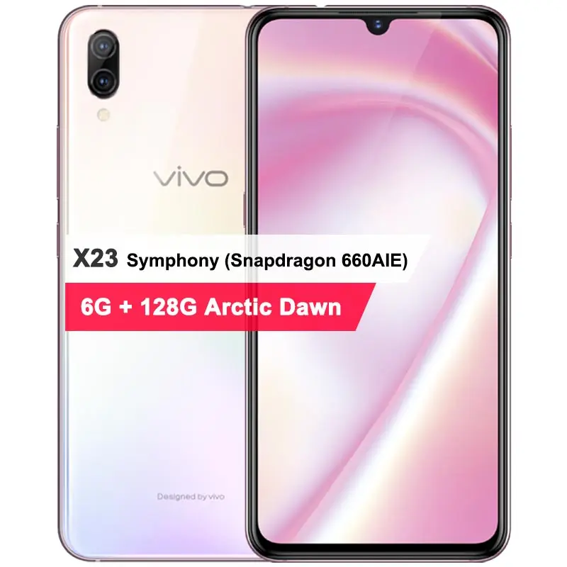 VIVO X23 мобильный телефон 6,4" 6G Оперативная память 128G Встроенная память 24.8MP Камера Snapdragon 660 Octa core 3500 мА/ч, два задние фары мощностью 12+ 13 Мп сотовый телефон