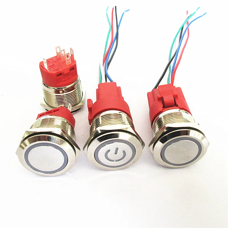 

22MM Metal Button Power Self-reset Switch Self-locking Circular Waterproof Small Switch 9V-24V 5A