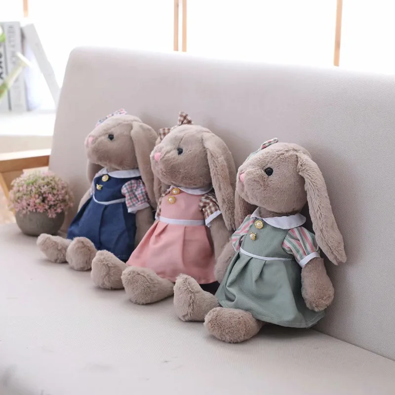 Экспорт серый кролик плюшевая игрушка кролик с юбкой кукла мягкая мультяшная кукла животные высокое качество дети девочки подарок на день рождения