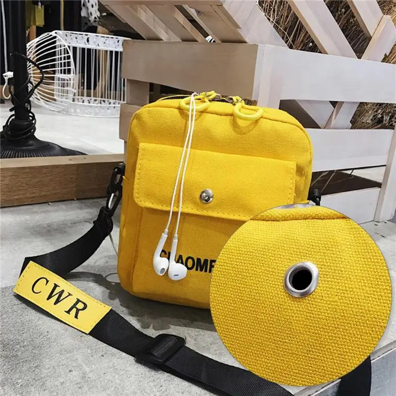 Square Vertical Phone Bag Women's Messenger Bag Letter Print Sports Shoulder Messenger Handbags Unisex Canvas Crossbody Bag