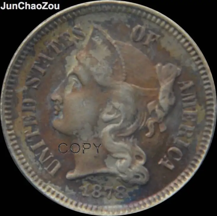 

United States Of America 1878 Three Cents Nickel Plated Replica Coins