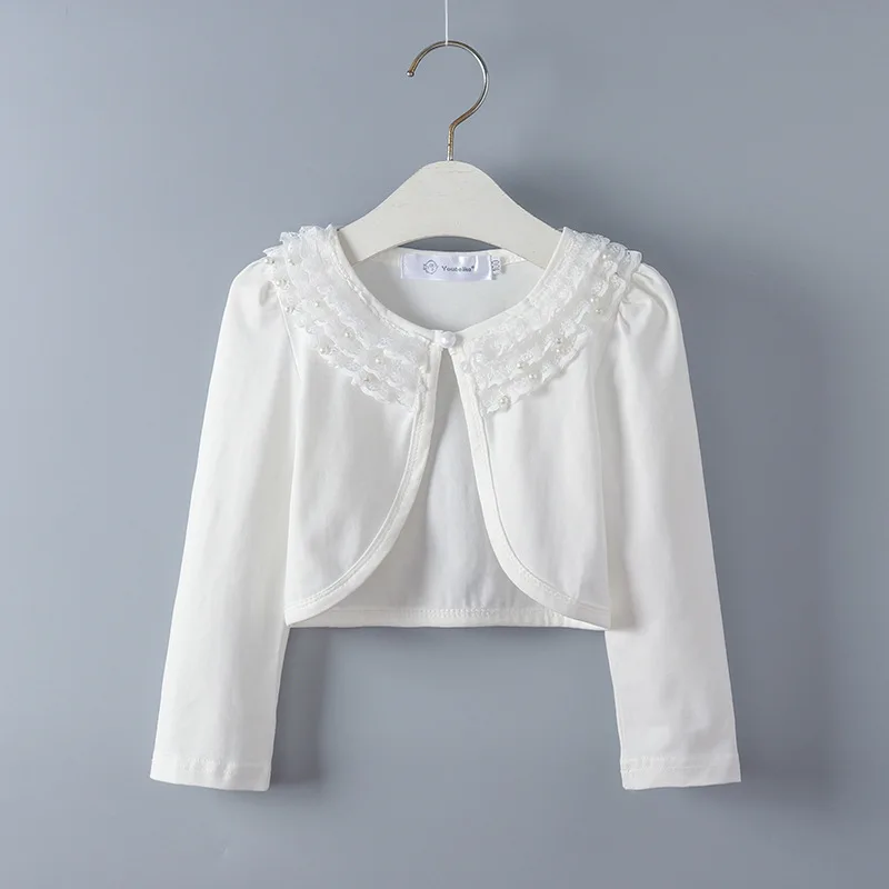 6016 White Кружевной кардиган для маленьких девочек; Болеро для девочек; кардиган с длинными рукавами; кружевная куртка для свадебного платья; вечерние; белые; Одежда для девочек; верхняя одежда - Цвет: 6016 White
