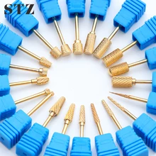 STZ 20 тип золото Карбид ногтей сверло пилочка Фрезерный резак вращающийся металлический Электрический станок маникюр Дизайн ногтей инструмент аксессуар STZ-J
