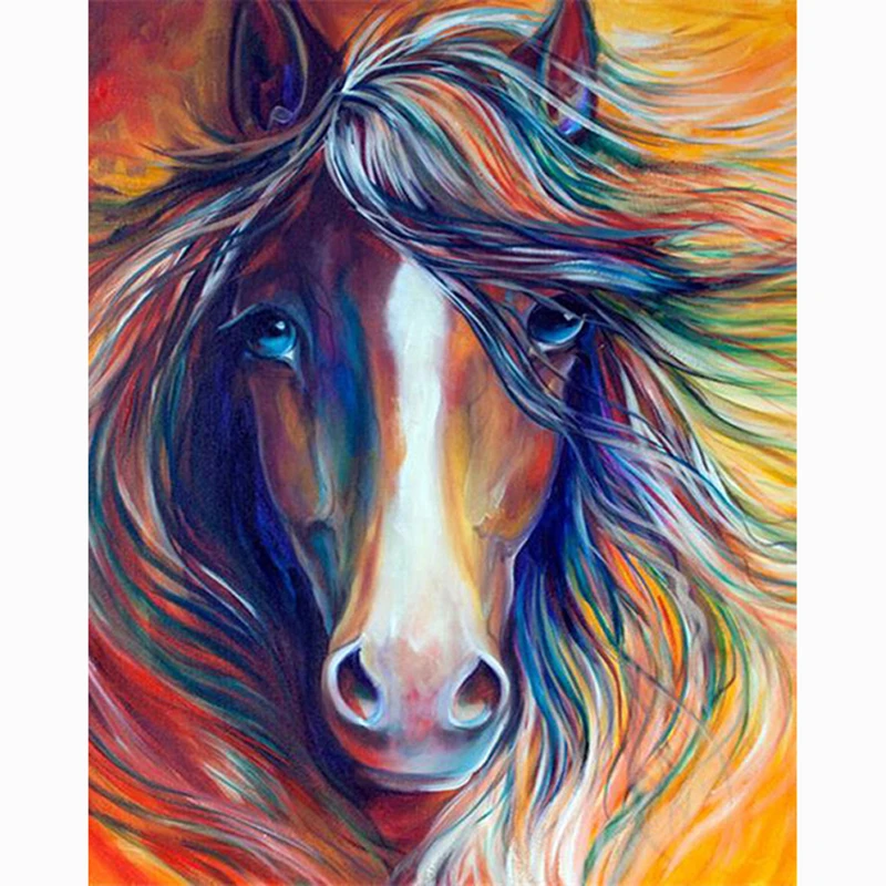 

5D DIY Full Square Diamond Painting Cross Stitch "Oil painting horse" 3D Diamond Embroidery Rhinestone Mosaic Home Decor Gift