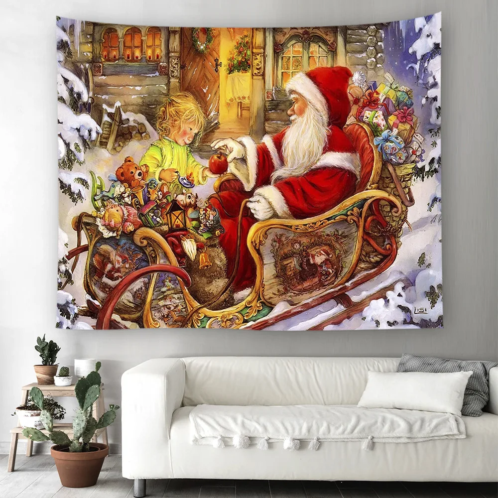 Cilected Рождественская домашняя настенная гобелен колокольчик Санта камин печатные настенные украшения красный Рождественский Настенный декор гобелен