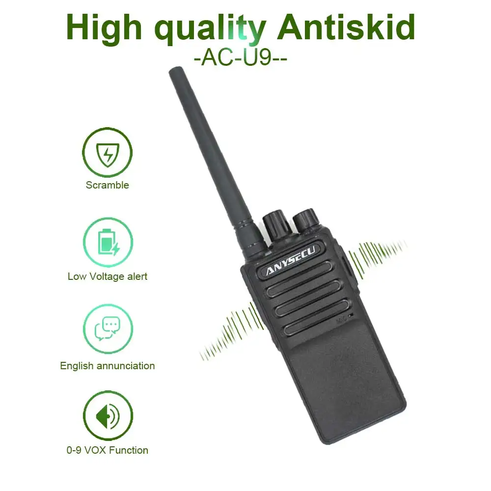 Anysecu ультра тонкий портативный AC-U9 двухстороннее радио UHF400-470MHz 5 Вт ham Радио Walkie Talke