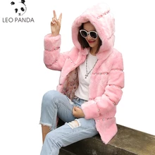 Модная куртка с капюшоном из искусственного меха норки, украшенная бисером, стразы, бриллианты, меховое теплое мохнатое пальто, верхняя одежда, зимние топы, femme, 6 цветов