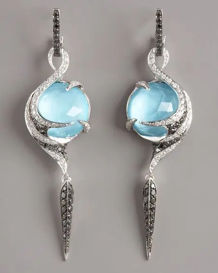 Модные женские серьги из Кубического циркония индивидуальный дизайн синего цвета большие полукруглые ювелирные изделия из лунного камня C3M194 - Metal Color: Silver Plated