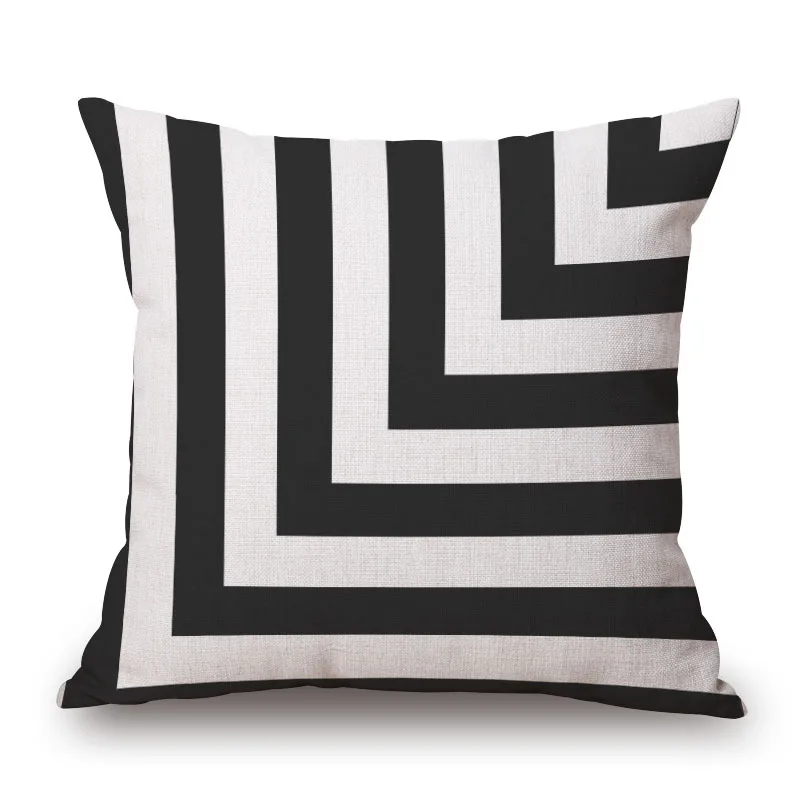 Geometric Striped Cushions Covers Custom Cotton Linen Decorative Throw