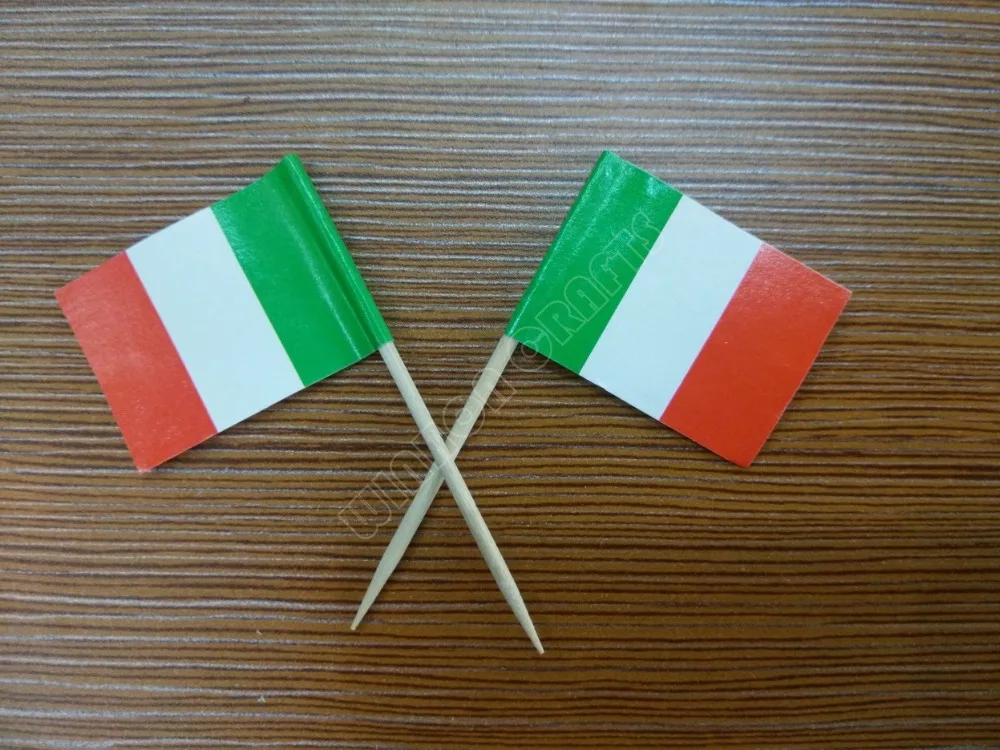 Ohomr Stuzzicadenti 100pcs Italiana Bandiera stuzzicadenti Italia Bandiera Picks Mini Cocktail di Frutta Cibo stuzzicadenti Sticks Flag 