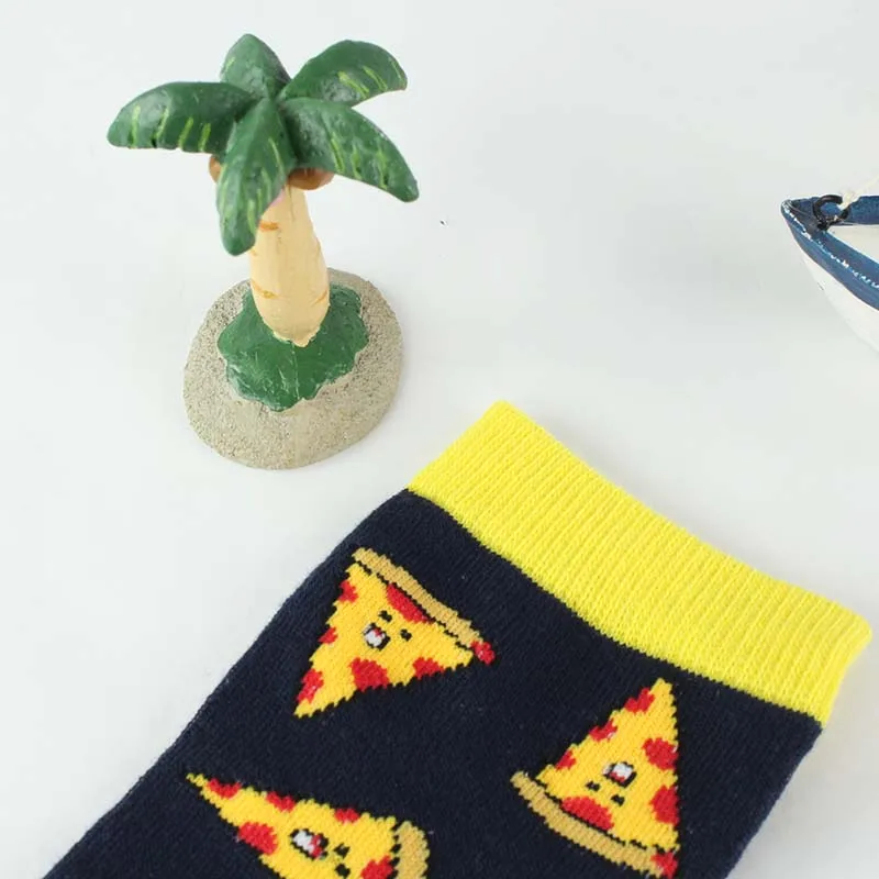 [WPLOIKJD] носки Харадзюку С Рисунком пиццы в японском стиле хип-хоп желтые забавные Женские носочки; креативные милые носки; Calcetines Mujer