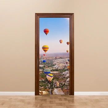 

Creative Turkey Hot Air Balloon Door Wall Sticker Home Decor Art Decals Creative Vinyl Wallpaper Waterproof Door Murals