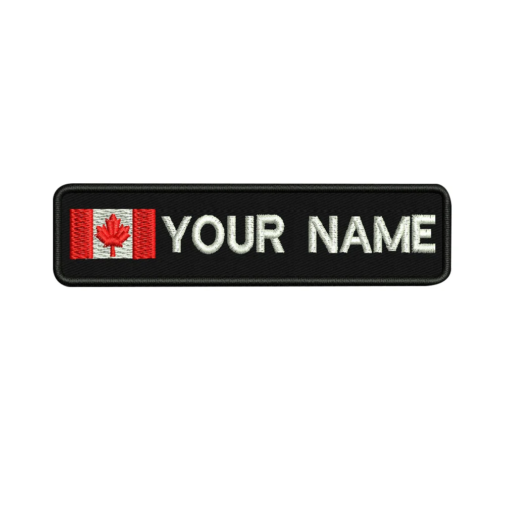 

Custom Canada name patches tags personalized iron on hook backing