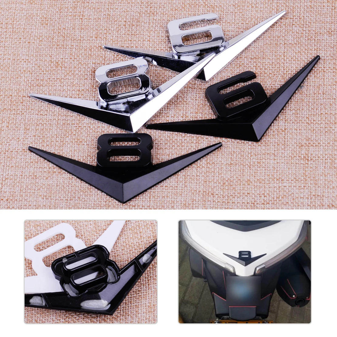 

CITALL Car Auto 3D Metal Silver / Black V8/V6 Logo Styling Adhesive Badge Emblem Decals Sticker for Ford VW Audi A4 Toyota Mazda