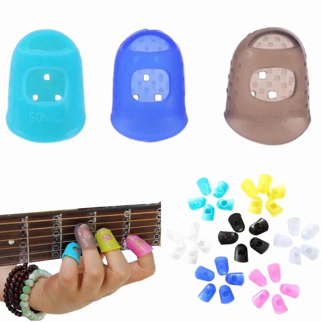 

2019 Hot Fingertip Protector Fingerstall Guitar String Finger Guard Left Hand Against The Press Sore Finger Ballad Guitar S/M/L