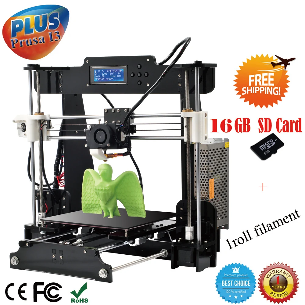  High Precision LCD Screen Reprap Prusa I3 DIY 3D Printer 3 D impressora KIT 3d Printers machine Gift 0.5Kg Filament/16 G SD Card 