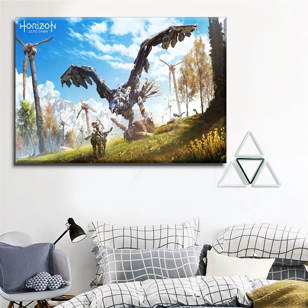 

Modern Home Wall Art Decor Framework Pictures Art Print 1 Pieces Game Horizon Zero Dawn Aloy And Robot Bird For Boys Room Poster