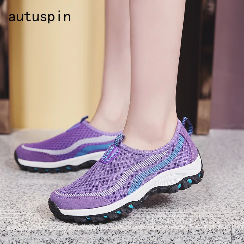 

Autuspin Summer Women's Vulcanize Shoes Breathable Air Mesh Comfortable Rubber Fashion Shoes Woman Lightweight Women Footwear