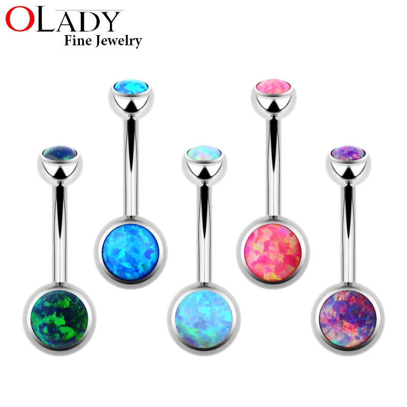 Belly button Opal Stone [100 Titanium ] internally threaded ombligo