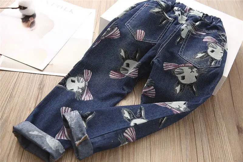 MERI AMMI/Детские джинсы для мальчиков и девочек, Мягкие штаны, штаны, милые штаны с рисунком кролика, штаны для детей 2-7 лет, J767