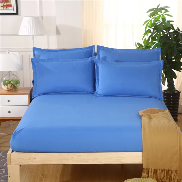 100 Cotton Fitted Bed Sheets King Queen Size With Pillowcase Elastic Band Bedsheet Protective
