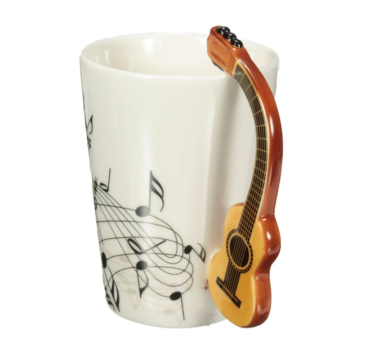Creative Acoustic Guitar Ceramic Mugs  Cups Personality Music Note Milk Coffee Tea Cups Home Office Mugs Drinkware Novelty Gifts (7)