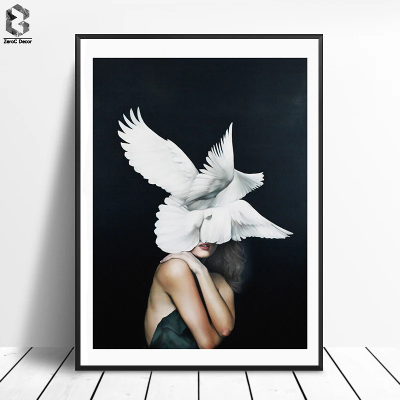 

ZeroC Cuadros Posters And Prints Pigeon Wall Art Canvas Painting Pictures For Living Room Nordic Girl Home Decoration