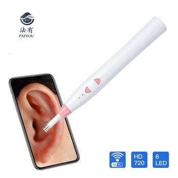

F180 Integrated Style Wifi Visual Ear Endoscope Camera Lens 5.5 mm Diameter 6 LED Lights Support Video Photo Recording