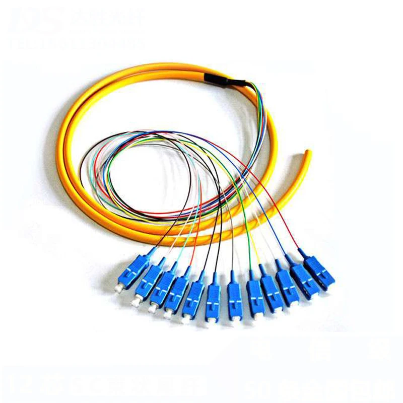 12 Cores Optical Fiber Pigtail with SC/UPC Connectors SC UPC Ribbon 12 Core Simplex mode Fiber