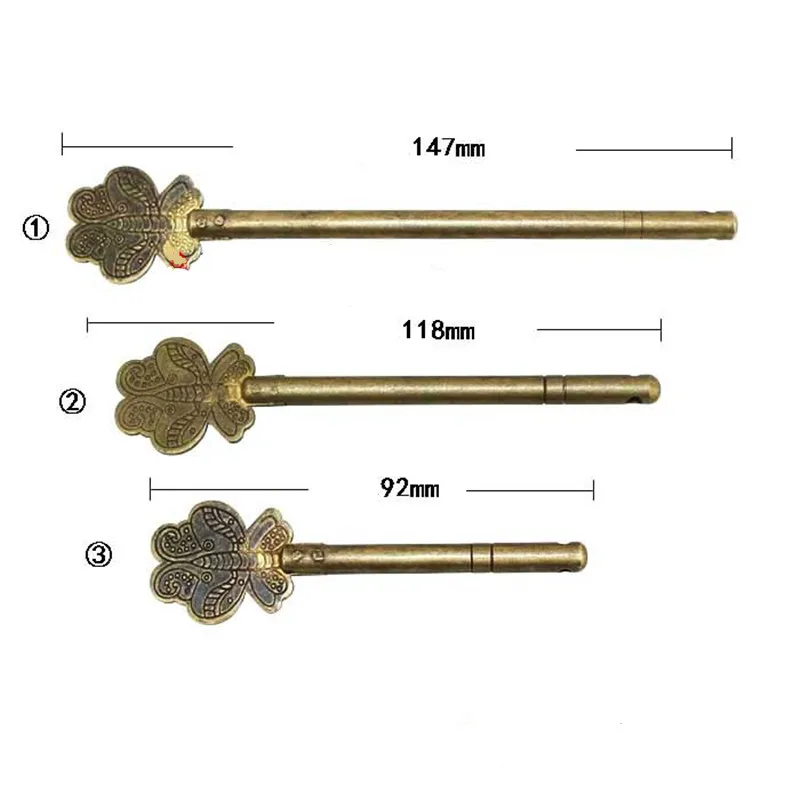 92 118 148MM Antique Chinese Straight Lock Bolt Brass Locking Closure