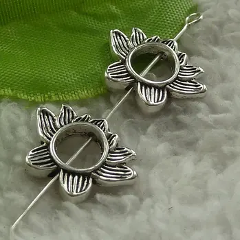 

200 pieces antique silver flower spacers 19x14mm #4582