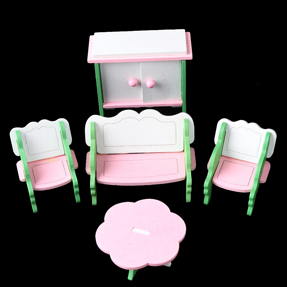 

Simulation Mini Wooden Furniture Dollhouse Set Miniature DIY Dollhouse Bedroom Kitchen 1:12 DollHouse Accessories Toys For Kids