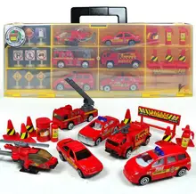 Free shipping !Alloy Fire portable combination storage box collection box 20 sets of toy cars Fire Toy