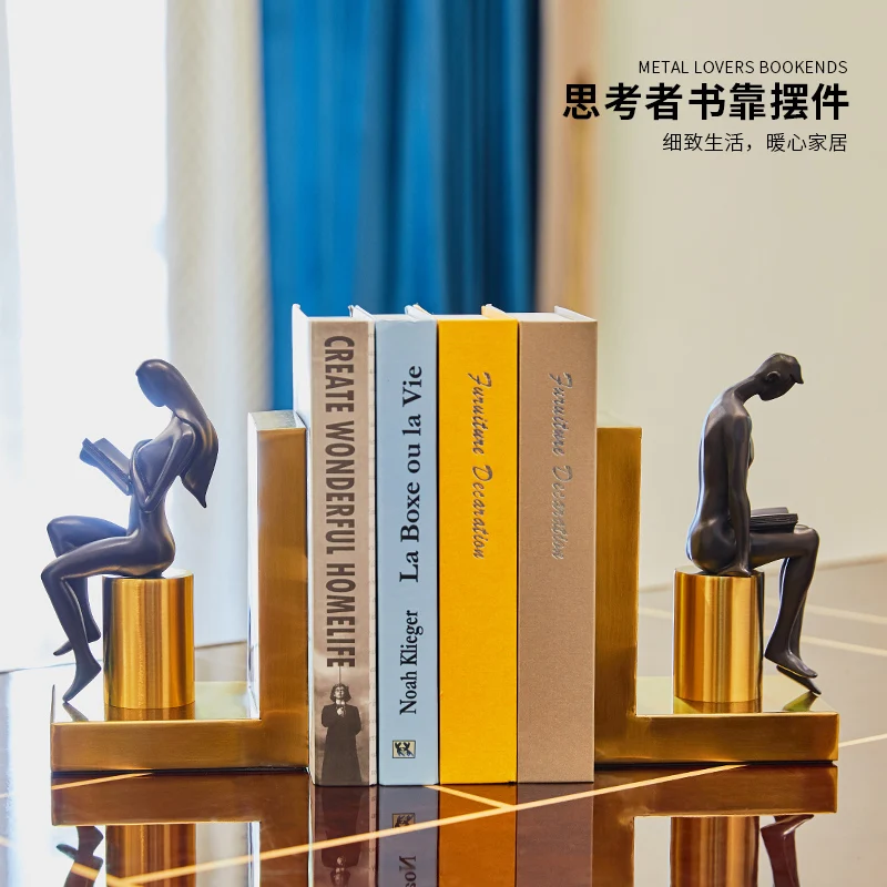 Креативная металлическая статуя из смолы для влюбленных подставка книг Декор