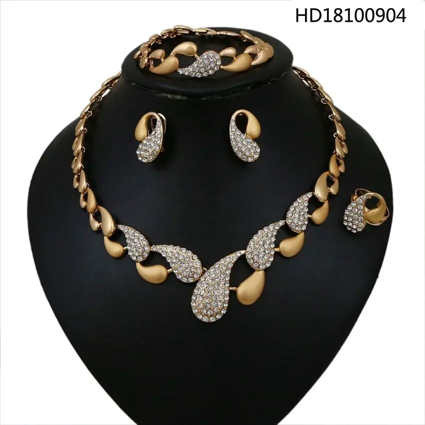 

YULAILI African Beads Jewelry Sets Wedding Accessories Bridal Necklace Bracelet Earrings Ring Set for Women