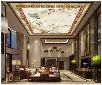 

Custom 3d photo wallpaper 3d ceiling murals wallpaper Chinese orchid xiangsheli ceiling murals marble texture ceiling frescoes