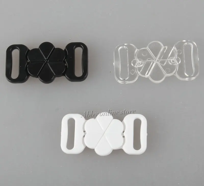 

BIKINI CLIPS HOOK & SNAP PLASTIC CLASPS 10mm STRAP BRA FASTENER HABERDASHERY 60 SET