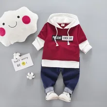 2017 New autumn fashion Childrens baby Boys/Girls clothes Suit Newborn Cotton Hooded Jacket+Jeans Pants 2pcs Sets Baby Clothes