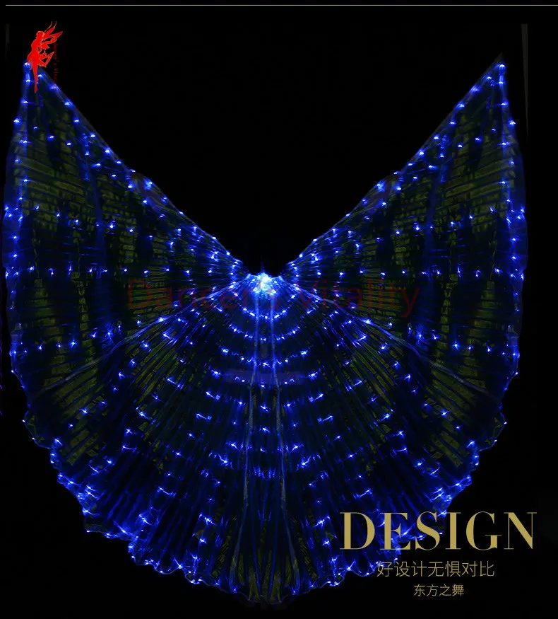 Новое поступление девушки крылья угол раскрытия танцовщицы реквизит крылья танец живота реквизит танец живота женщины 360 LED сияющие крылья