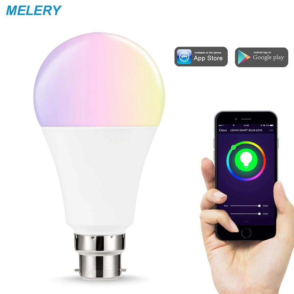 

WiFi Smart LED Light Bulbs B22 14W Equal 100W LED Bulb RGB Warm/Cold Colour Changing Mood LightWorks with Alexa and Google Home