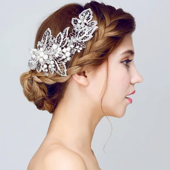 

New women tiara hair comb floral bridal headband women pearl jewelry hairband hair ornaments bride tiara wedding accessories