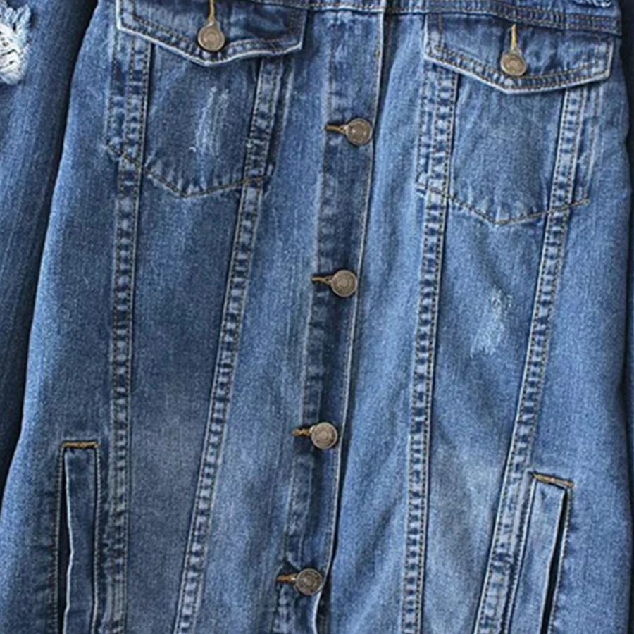 2018 Denim Jackets Women Hole Boyfriend Style Long Sleeve Vintage Jeans Jacket Denim Jacket Loose Spring Autumn Denim Coat Jeans