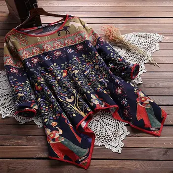 

Women's Irregular Print Blouse Long Sleeve Loose Streetwear Casual Ladies Blouses 2020 Spring Autumn Vintage Tops Female 5XL