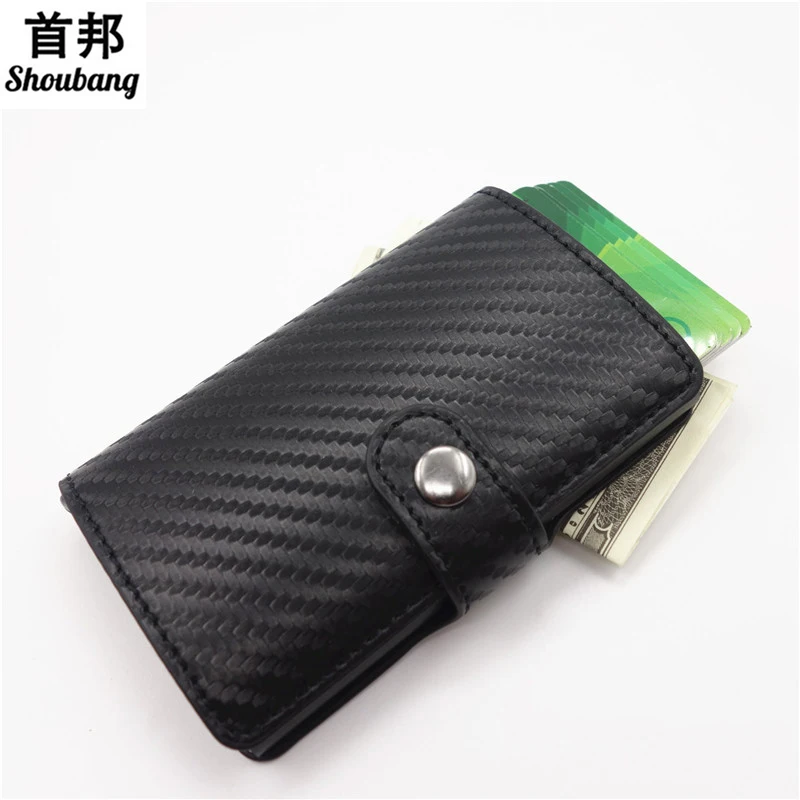 

RFID Wallet Carbon Fiber Mini Credit Card Id Holder RFID Credit Card Protection Aluminium Pop Up Wallet