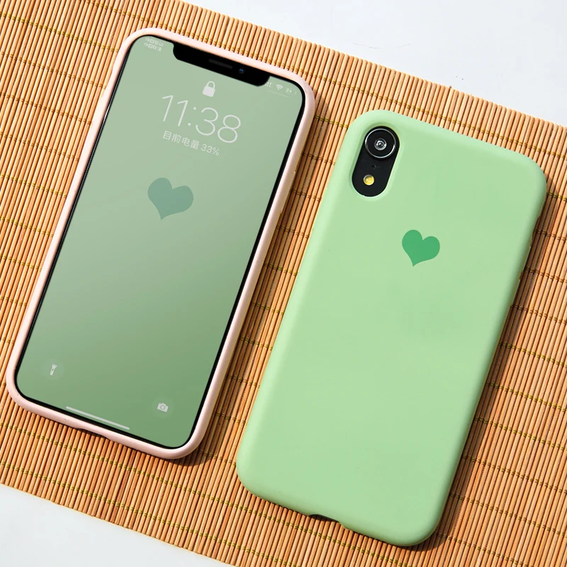 

Lovely Heart Liquid Silicone Back Cover for iPhone 6 6s 7 8 Plus X Case Soft TPU Phone Cases for iPhone XR XS Max Case Cover