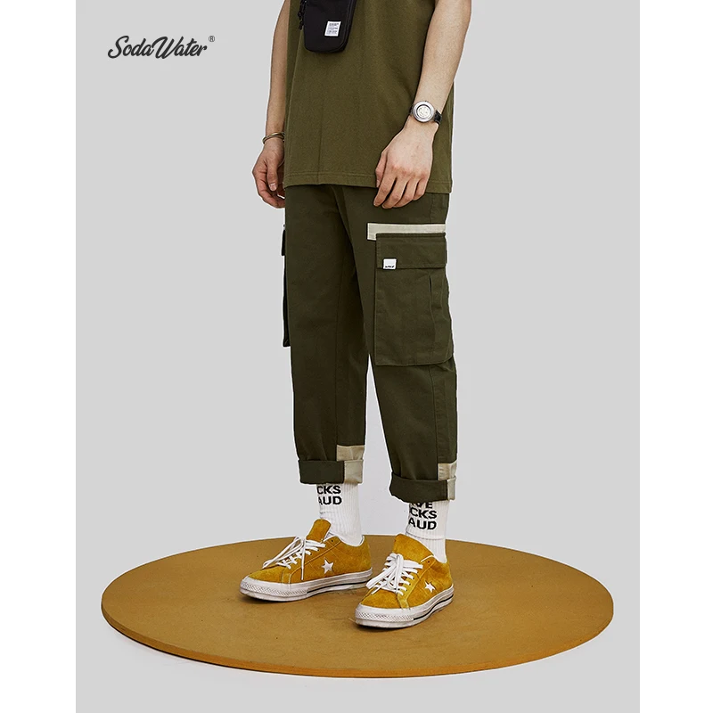 

SODA WATER 2019 SS Fashion Design Harem Pants Street Punk Hip Hop Streetwear Casual Trousers Joggers Male Cargo Pants 9325S