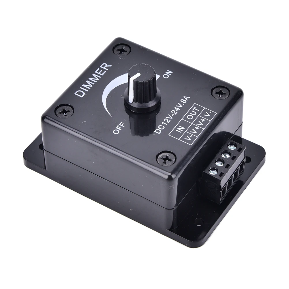 Black DC 12V 24V 8A Adjustable LED Dimmer Switch Brightness Lamp Bulb Strip Driver Light Power Supply Controller Single Color