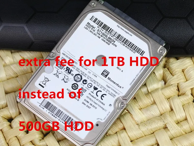 extra cost for the laptop with upgraded 1TB HDD instead of 500GB |