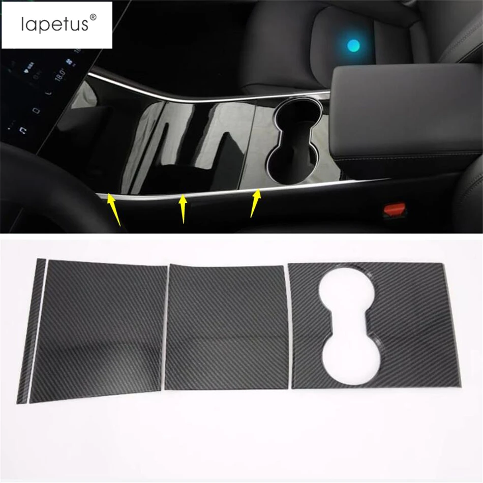 Lapetus Accessories Fit For Tesla Model 3 2018 - 2021 ABS Front Seat Central Console Water Cup Holder Panel Molding Cover Trim | Автомобили