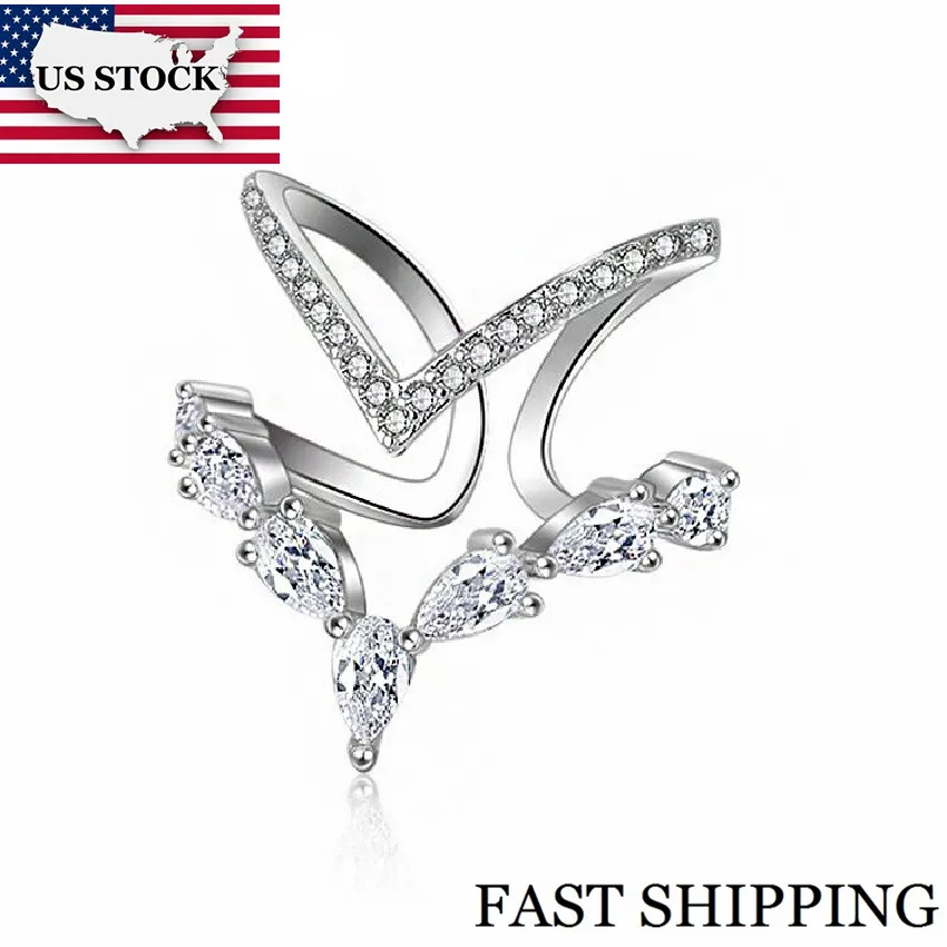 

US STOCK Uloveido Wedding Rings for Women Fashion Engagement Ring Female Resizable Open Ring Silver Color Gifts 15% Off JZ157